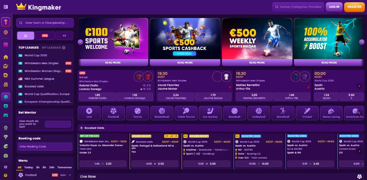Wedden op sport en esports bij Kingmaker Casino